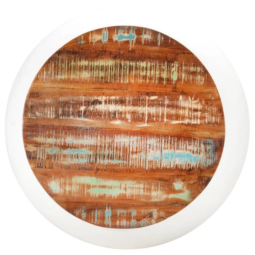 Couchtisch Wei 68x68x30 cm Recyceltes Massivholz