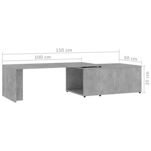 Couchtisch Betongrau 150 x 50 x 35 cm Spanplatte