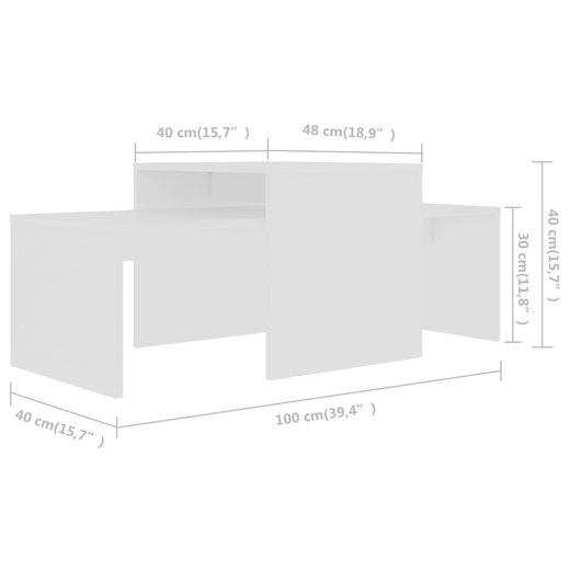 Couchtisch-Set Wei 100 x 48 x 40 cm Spanplatte