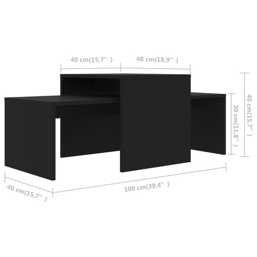 Couchtisch-Set Schwarz 100 x 48 x 40 cm Spanplatte